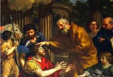 Ananias of Damascus restoresSaint Paul’s sight. A 1631 painting by Pietro Cortona