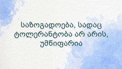 საზოგადოება, სადაც ტოლერანტობა არ არის, უმწიფარია